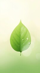 Poster - Close up of a vibrant green leaf adorned with glistening water drops, evoking a sense of freshness, purity, and the beauty of nature against a soft bokeh background