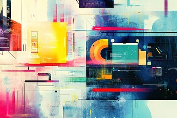 Poster - Abstract digital art with vibrant colors and geometric shapes.