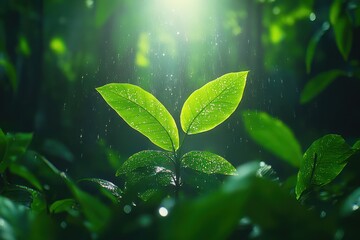 Thriving Rainforest: A Vibrant Display of Humidity, Sunlight, and Energy Fueling Plant Growth