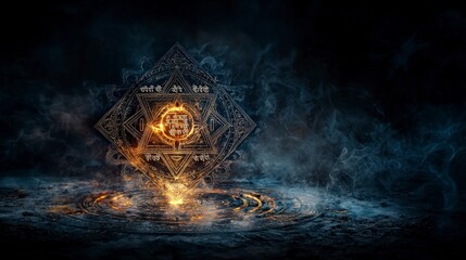 Poster - Intricate ketumala yantra design spiritual art digital creation mystical atmosphere aesthetic viewpoint