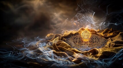 Poster - Sacred yantra ha thao five rows yant mystical encounter spiritual realm ethereal atmosphere abstract vision