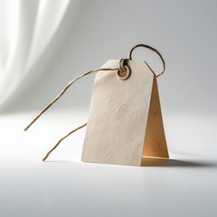 A blank brown cardboard price tag hangs by a string, ready for your sale message