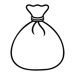 Wall Mural - Money bag vector Outline Illustration isolated on a transparent background