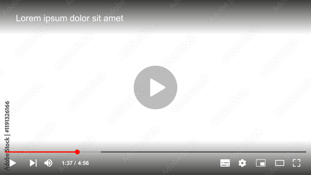Multimedia video player with play button, play video window with ...