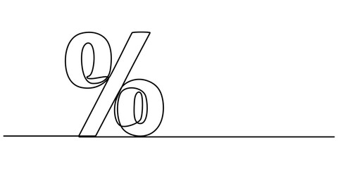 Aufkleber - Linear background of percent sign. One continuous line drawing of a percent sign. Vector illustration. Linear percent icon isolated, Continuous one line percent sign. Stock illustration., outline pro.