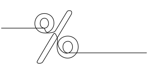 Aufkleber - Linear background of percent sign. One continuous line drawing of a percent sign. Vector illustration. Linear percent icon isolated, Continuous one line percent sign. Stock illustration., outline pro.