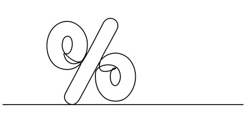 Aufkleber - Linear background of percent sign. One continuous line drawing of a percent sign. Vector illustration. Linear percent icon isolated, Continuous one line percent sign. Stock illustration., outline pro.