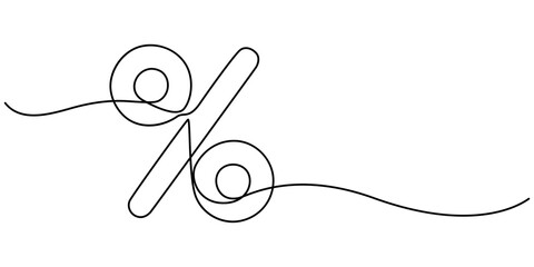 Aufkleber - Linear background of percent sign. One continuous line drawing of a percent sign. Vector illustration. Linear percent icon isolated, Continuous one line percent sign. Stock illustration., outline pro.