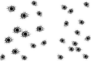 Bullet holes isolated vector illustration. For your design, game ui.