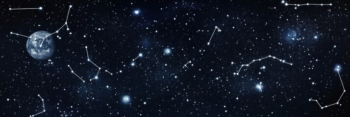 Poster - Exploring the beauty of constellations and a radiant full moon in the night sky. Generative AI