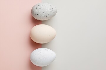 Poster - modern nordic-inspired background featuring abstract clay eggs in soft neutral tones, perfect for mi