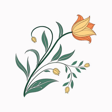 Colorful Flower Illustration Vector with Transparent Background and Editable Features