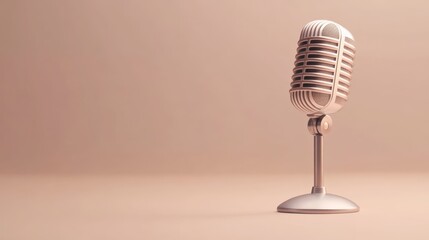 Poster - Classic microphone waiting for a singer, comedian, or speaker, ready to perform on stage, record music, or create engaging podcasts, capturing every sound with vintage charm