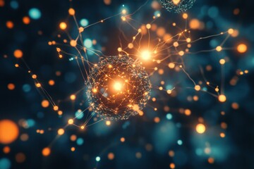 Leinwandbilder - Viruses invading healthy cells and replicating within the immune system under a microscopic view. Generative AI