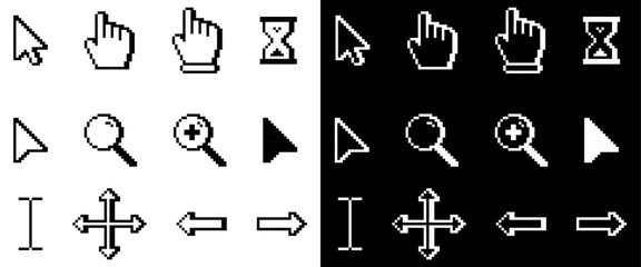 Fototapete - White and black computer cursors and icons set
