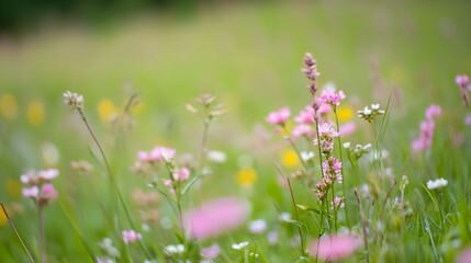 Poster - Wildflowers Blooming in a Lush Green Summer Meadow : Generative AI