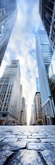 Aufkleber - Modern Urban Cityscape with Skyscraper Architecture and Bright Blue Skies : Generative AI