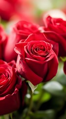 Canvas Print - Vibrant Red Roses in Bloom for Romantic and Special Celebrations : Generative AI