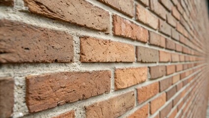 Poster - A closeup image of a brick wall highlighting the surface texture and imperfections of each brick with a focus on the lines of mortar that create a rhythmic pattern throughout the