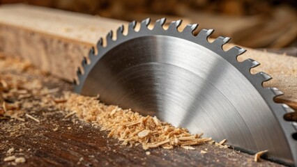 Poster - A closeup of a circular saw blade showcasing the sharp jagged teeth against a backdrop of sawdust each tooth glinting in the light capturing the essence of ting power.