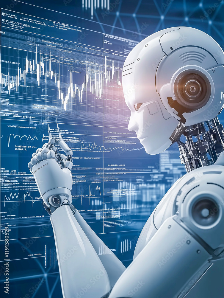 Stock trading using artificial intelligence in close-up on the price ...