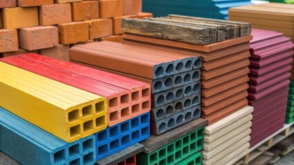 Poster - A closeup of colorful building materialsbricks wood and metalstacked together illustrating the variety of ideas and resources required to build a diverse and inclusive future.