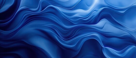 Wall Mural - Blue abstract waves digital art background