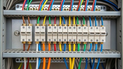 Poster - A closeup of electrical wires being connected and organized in a junction box reflecting the complex infrastructure being developed as part of the evolving project.