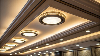 Aufkleber - A closeup of energyefficient LED light fixtures embedded in the ceiling demonstrating intelligent lighting design that reduces energy consumption while enhancing ambiance.