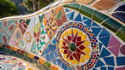 Aufkleber - A closeup view of a colorful mosaic with varying tiles reflecting light in different angles illustrating the beauty of diversity and creativity in art.