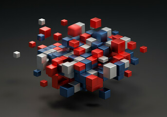 Poster - 3D cubes abstract composition with colorful arrangement and modern design