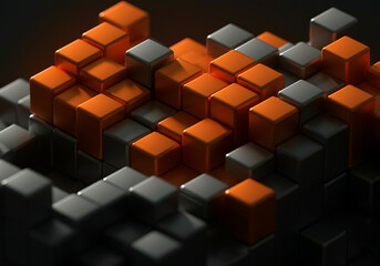 Poster - 3D cubes in layered arrangement for graphic design with vibrant colors and modern aesthetics