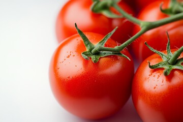 Poster - Fresh Red Tomatoes on the Vine with Water Droplets Highlighting Juicy Ripeness and Natural Quality : Generative AI