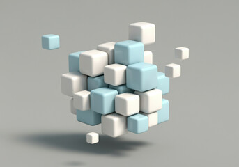 Poster - Cubes and 3D Graphic Design in a Dynamic Arrangement Representing Creativity and Modernity