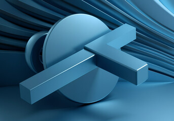 Poster - Abstract technology design featuring blue shapes and lines in a modern style