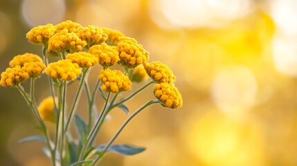 Poster - Beautiful Blooming Yellow Flowers Captured in Golden Sunlight : Generative AI