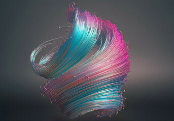 Poster - 3D abstract shape with colorful swirling lines and graphic design elements