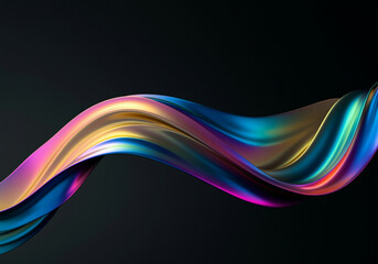 Poster - Abstract wave in vibrant colors flowing seamlessly across a dark background with smooth gradients and elegance