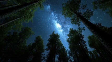 Wall Mural - the night sky is filled with stars and the moon is shining brightly