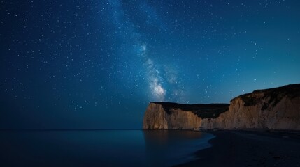 Wall Mural - the night sky is filled with stars and the moon is shining brightly
