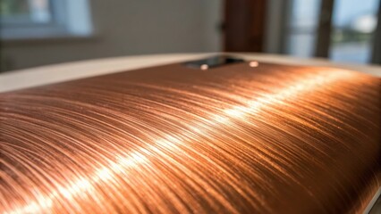 Aufkleber - A medium closeup showcases a metallic copper surface shimmering under soft light where painstaking brushwork highlights every ridge and curve for a luxe effect.