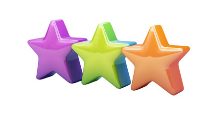 Wall Mural - Colorful 3D star rating graphic transparent background