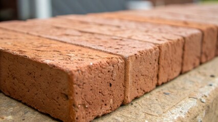 Poster - Closeup view of a single brick featuring its textured surface adorned with slight imperfections that showcase the craftsmanship and unique character of each piece.