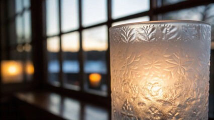 Aufkleber - Frosted Illumination A closeup of frosted glass where the diffused light creates a soft ethereal glow. Subtle textures in the glass catch the light producing a serene and inviting
