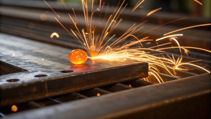 Aufkleber - Medium closeup of a metal surface being welded with a glowing molten bead forming as sparks dance around showcasing both the craftsmanship and the energy of the process.