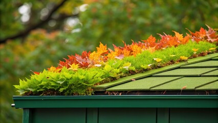 Poster - Medium Closeup of Seasonal Changes A contrasting image showing the vibrant green foliage of summer transitioning into autumn hues emphasizing the visual impact of seasonal cycles