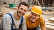 © DigitalSpace - The construction worker and apprentice share a moment of laughter amidst the grueling tasks their camaraderie evident as they discuss a mishap showcasing the lighter side of