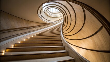 Poster - The spiraling staircase seen from a lower angle emphasizing the graceful curve and how each step blends elegantly into the next.
