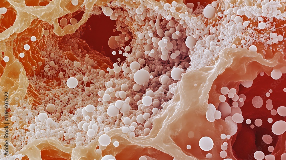 Microscopic anatomy of human blood showing red cells white cells and ...