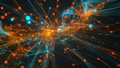 Poster - An abstract representation of digital connections, showcasing a vibrant network of glowing nodes and lines